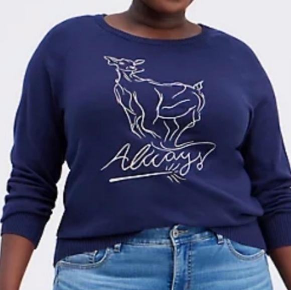 Torrid Harry Potter Always Patronus Pullover Sweater Blue 2X - Picture 7 of 7